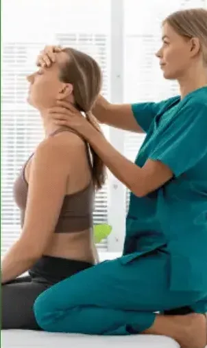 Physiotherapist performing a neck mobilisation